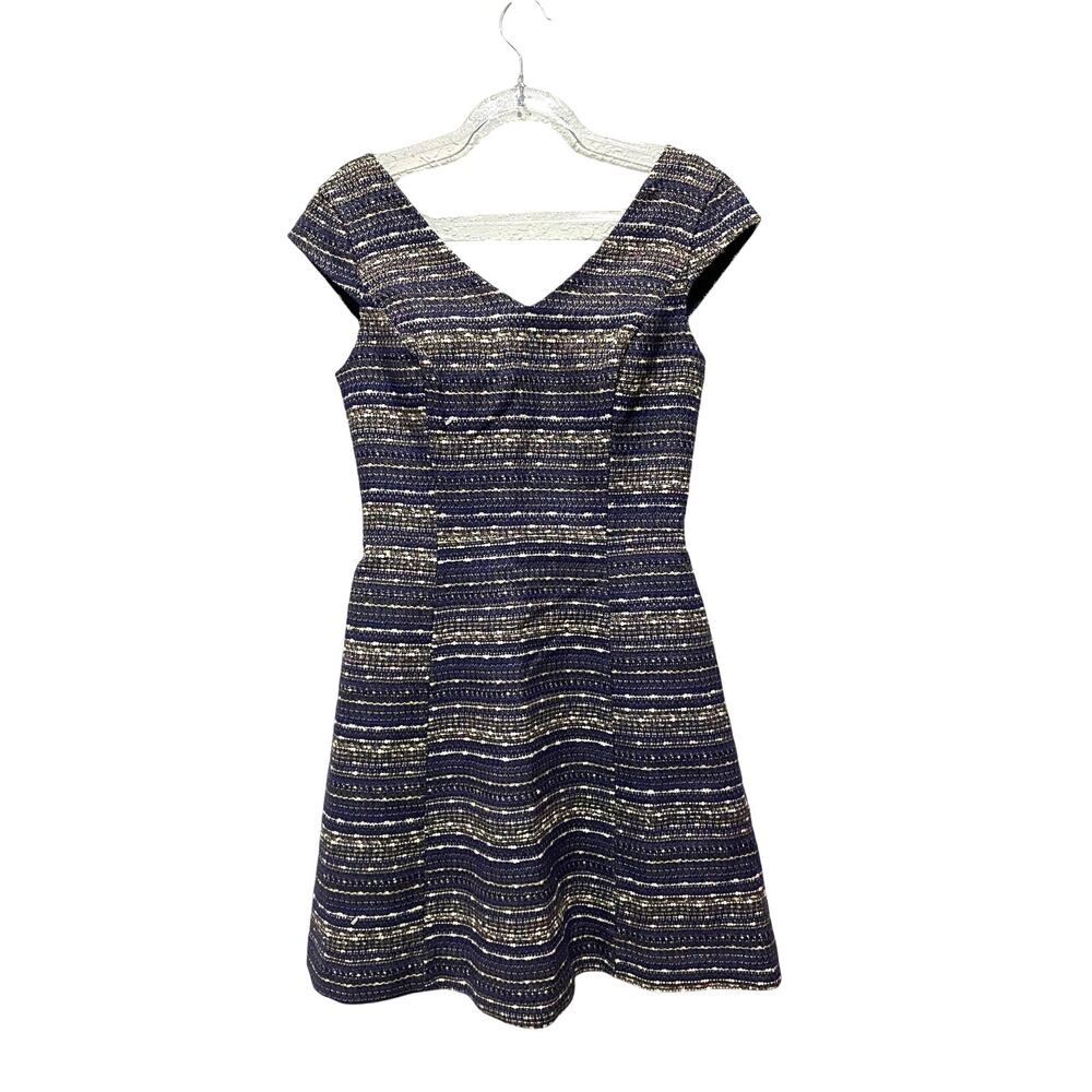 Lilly Pulitzer Ruthy Dress True Navy Metallic Boucle Cap Sleeve Preppy Size 0
